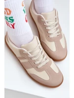 Nízké Dámské Tenisky Z Eko Kůže Béžové model 21683211 - Boto Nízké Dámské Tenisky Z Eko Kůže Béžové model 21683211 - Boto