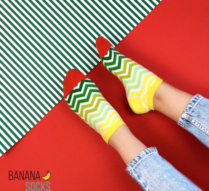 Banana Socks Ponožky krátké zelené pruhy