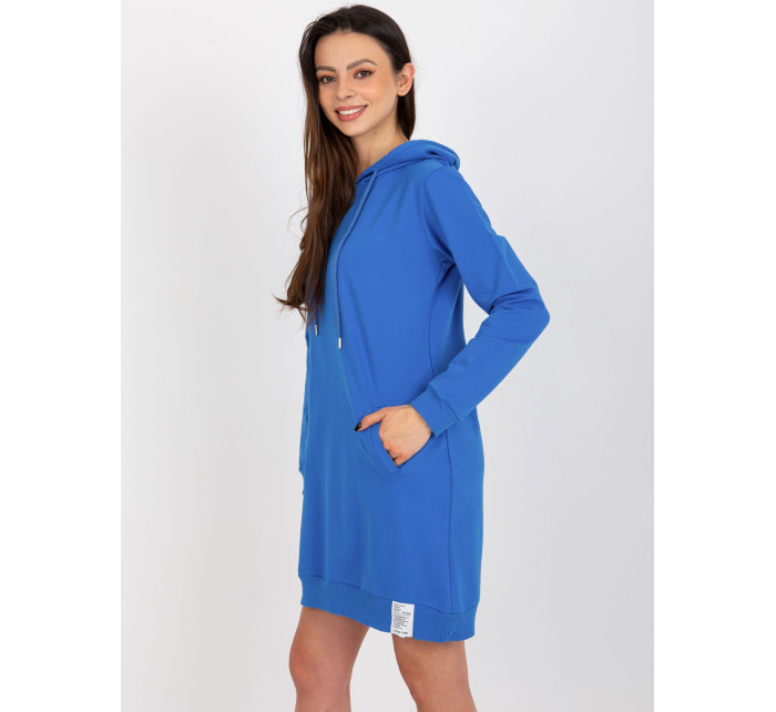 Tmavě modré mikinové basic šaty s kapucí