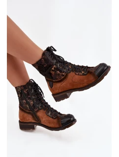 Dámské kožené botky Maciejka – camel, nízký podpatek