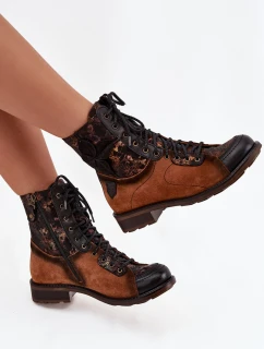 Dámské kožené botky Maciejka  – camel, nízký podpatek