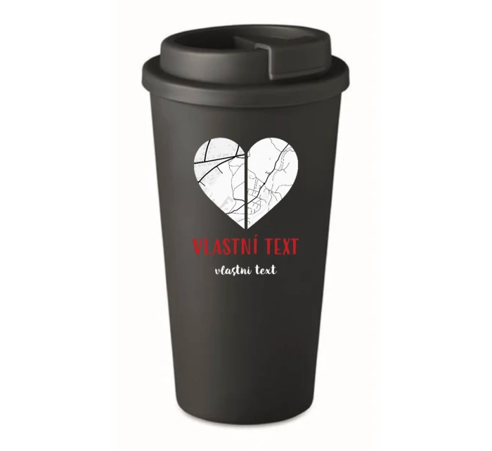 Personalizovaný cestovní termohrnek - dvě mapy jako srdce