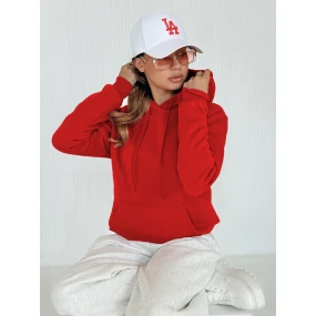 Bluza damska BASIC z kapturem czerwona BY0175 Bluza damska BASIC z kapturem czerwona BY0175