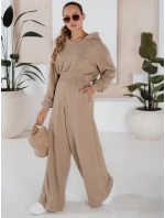 Dámský komplet širokých kalhot a mikiny MINALIA beige FashionStreet AY0918