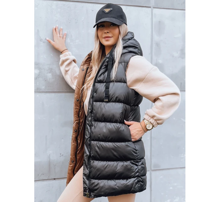 Dámská dlouhá prošívaná zimní vesta NOMADNECTAR černá FashionStreet TY3843 Dámská dlouhá prošívaná zimní vesta NOMADNECTAR černá FashionStreet TY3843