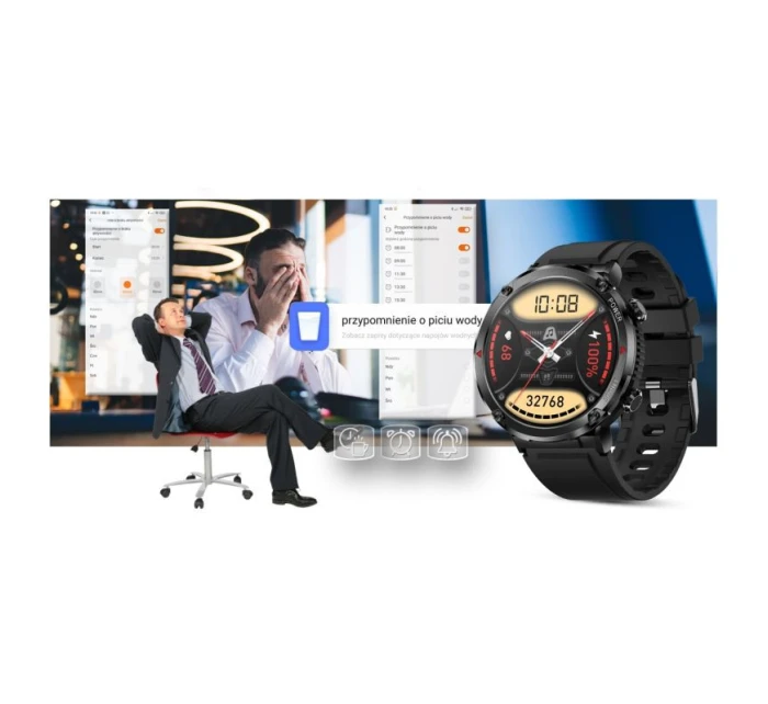 Chytré hodinky Gravity GT21-6 + červený silikonový řemínek