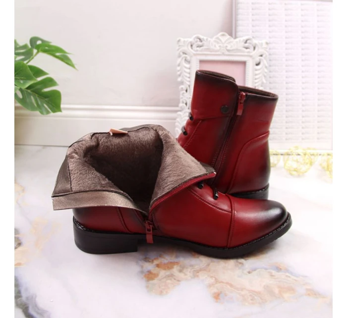 Jezzi W JEZ52G zateplené zdobené boty červená