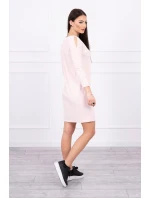 Šaty s grafikou dívky v 3D brýlích pudrově růžové Šaty s grafikou dívky v 3D brýlích pudrově růžové