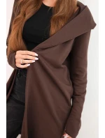 Dámská bavlněná bunda s kapucí a prodlouženým předním dílem hnědá Dámská bavlněná bunda s kapucí a prodlouženým předním dílem hnědá