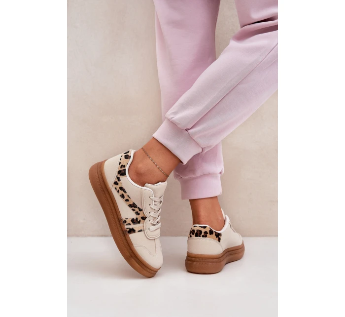 Dámské Sneakersy Na Platformě Pantherka Béžové Totter