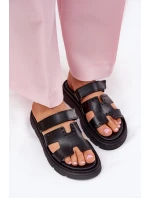 Dámské Pantofle Z Přírodní Kůže Na Platformě Zazoo 40440 Černé Dámské Pantofle Z Přírodní Kůže Na Platformě Zazoo 40440 Černé