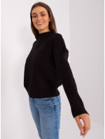 Černý dámský asymetrický svetr s vlnou