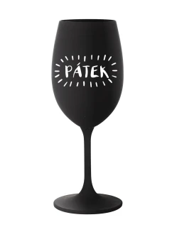 PÁTEK - černá sklenice na víno 350 ml