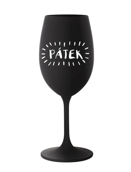 PÁTEK - černá sklenice na víno 350 ml