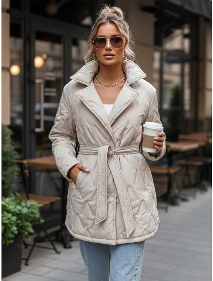 Dámská přechodná bunda TY5587 krémová - FashionStreet