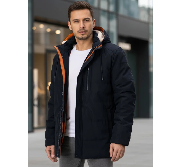Pánská zimní bunda s kapucí tmavě modrá FashionStreet TX5043