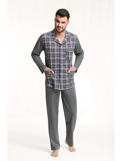 Piżama model 20328315 dł/r 4XL rozpinana męska - Luna Piżama model 20328315 dł/r 4XL rozpinana męska - Luna