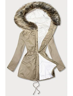 DAMSKA PARKA ZIMOWA NA MISIU Z KAPTUREM BEŻOWA model 21242012 - Libland