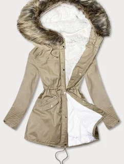 DAMSKA PARKA ZIMOWA NA MISIU Z KAPTUREM BEŻOWA model 21242012 - Libland