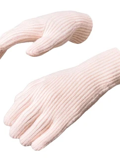 Pletené rukavice na telefon s výřezem na prsty - růžové