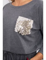 Flitrové šaty s kapsami v grafitové barvě