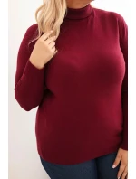 Dámský viskózový svetr Plus Size s klasickým střihem s rolákem bordový Dámský viskózový svetr Plus Size s klasickým střihem s rolákem bordový