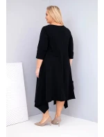 Dámská bavlněná šaty Plus Size s asymetrickým spodním lemem černá
