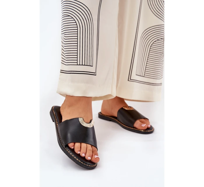 Dámské Pantofle Eko Kožené S Ozdobnými Oranžové model 21689341 - Boto