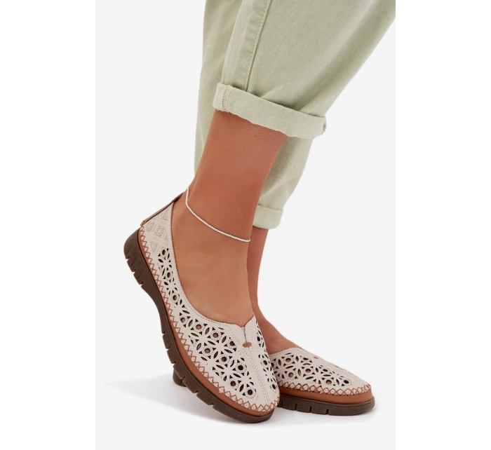 Dámské krajkové baleríny z přírodní kůže Sergio Leone SP-006 šedé