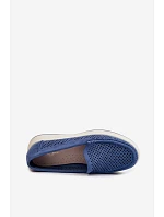 Dámské perforované mokasiny model 22069480 modré - SERGIO LEONE