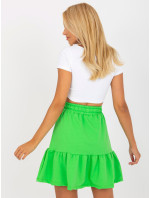 Světle zelená krátká mikinová sukně s detailem zavazování
