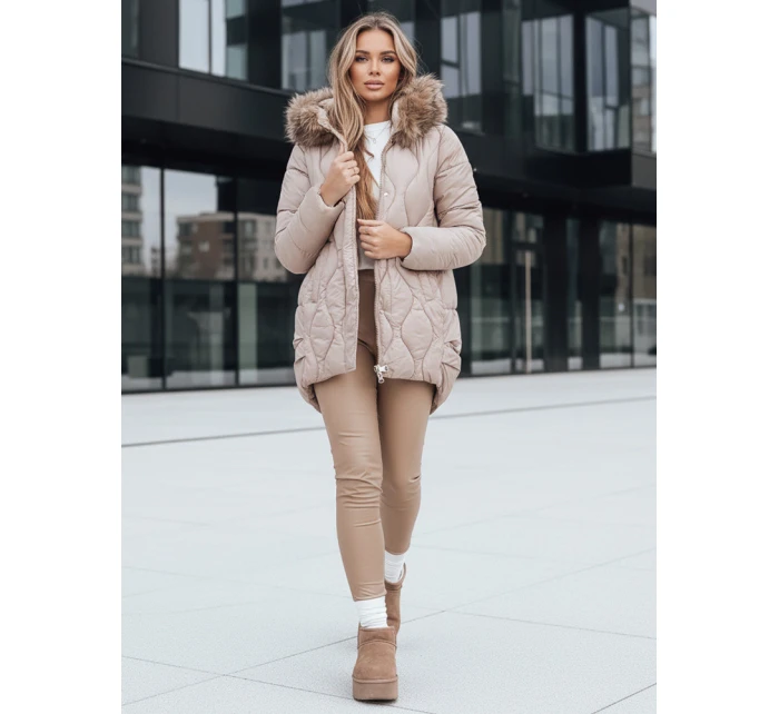 Dámská zimní bunda s kožešinou béžová FashionStreet TY5494