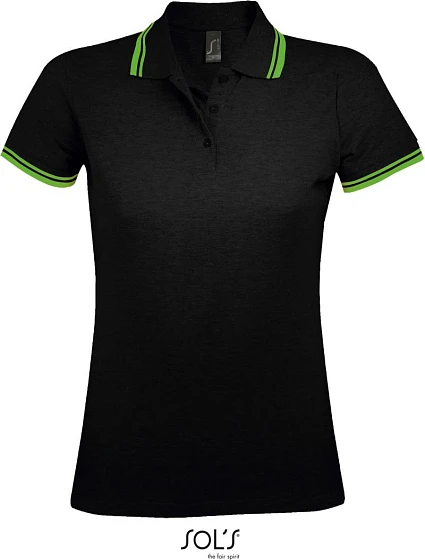 SOL'S Pasadena Women Dámské piqué polo 25.0578 black/lime SOL'S Pasadena Women Dámské piqué polo 25.0578 black/lime