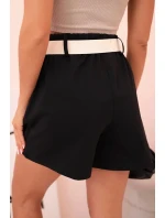 Dámské šortky s vysokým pasem a páskem černé Dámské šortky s vysokým pasem a páskem černé