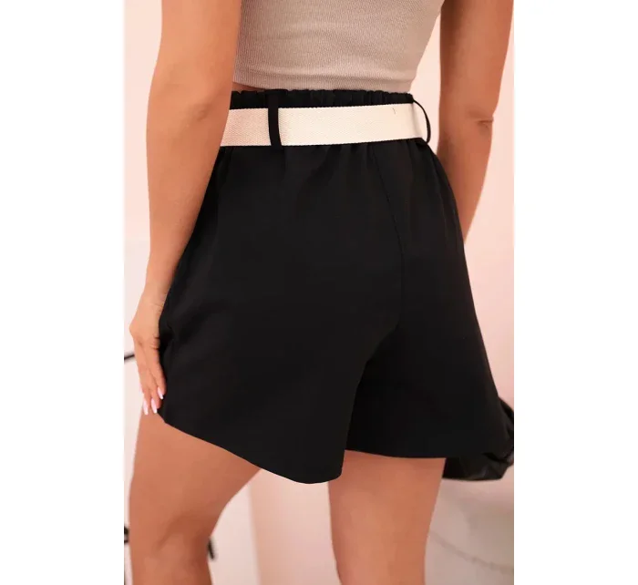 Dámské šortky s vysokým pasem a páskem černé Dámské šortky s vysokým pasem a páskem černé