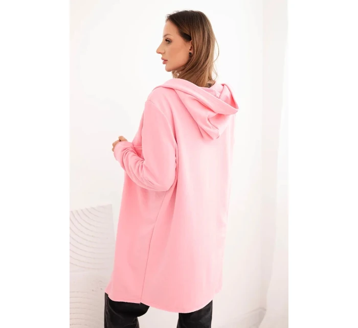 Dámská bavlněná bunda s kapucí a prodlouženým předním dílem světle růžová Dámská bavlněná bunda s kapucí a prodlouženým předním dílem světle růžová