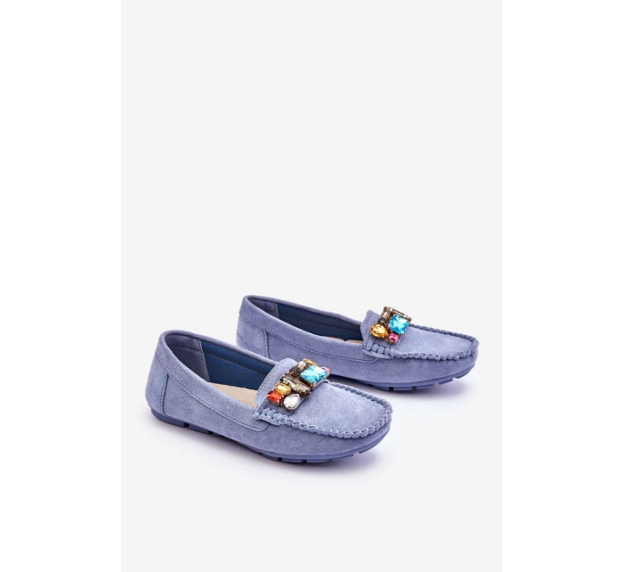Dámské semišové mokasíny s krystaly Modre Lucille Dámské semišové mokasíny s krystaly Modre Lucille