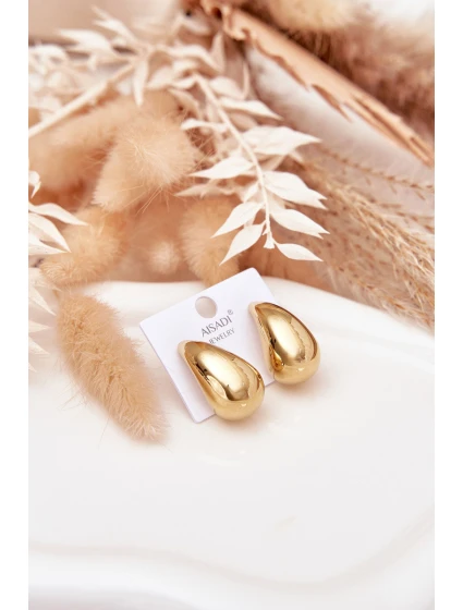 Ženské náušnice z chirurgické oceli Velké kapky zlaté Ženské náušnice z chirurgické oceli Velké kapky zlaté