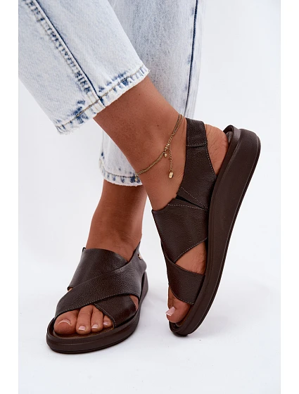 Zazoo 40392 Kožené dámské sandály čokoládové