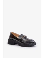 Dámské Lakované Mokasíny Loafersy S Ozdobou D&A Černé Dámské Lakované Mokasíny Loafersy S Ozdobou D&A Černé