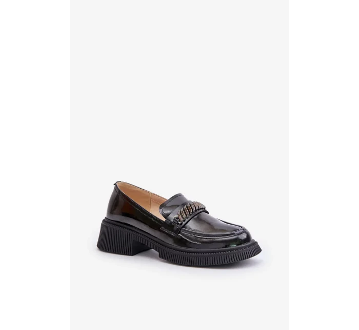 Dámské Lakované Mokasíny Loafersy S Ozdobou D&A Černé Dámské Lakované Mokasíny Loafersy S Ozdobou D&A Černé