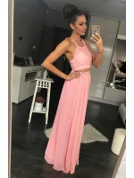 Dámské plesové dlouhé šaty PINK BOOM růžové - Růžová / L - PINK BOOM