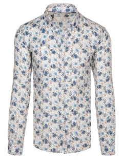 Pánská květinová bílá košile FashionStreet DX2634