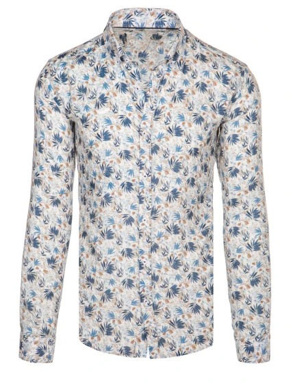 Pánská květinová bílá košile FashionStreet DX2634