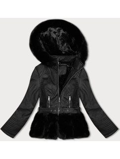 Černá dámská bunda ramoneska s kapucí J Style (11Z8077)