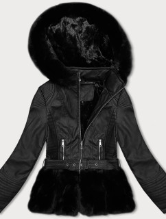 Černá dámská bunda ramoneska s kapucí J Style (11Z8077)
