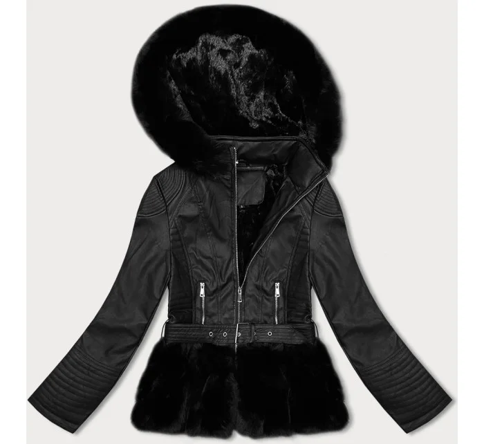 Černá dámská bunda ramoneska s kapucí model 21247243 - J.STYLE