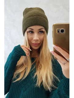 model 18750025 khaki čepice z mohéru - K-Fashion