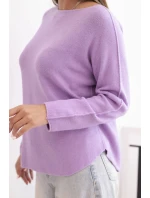 Dámský svetr z viskózy s dlouhým rukávem a kulatým výstřihem jasně fialový Dámský svetr z viskózy s dlouhým rukávem a kulatým výstřihem jasně fialový