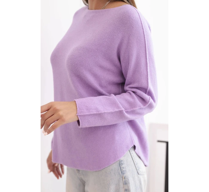 Dámský svetr z viskózy s dlouhým rukávem a kulatým výstřihem jasně fialový Dámský svetr z viskózy s dlouhým rukávem a kulatým výstřihem jasně fialový